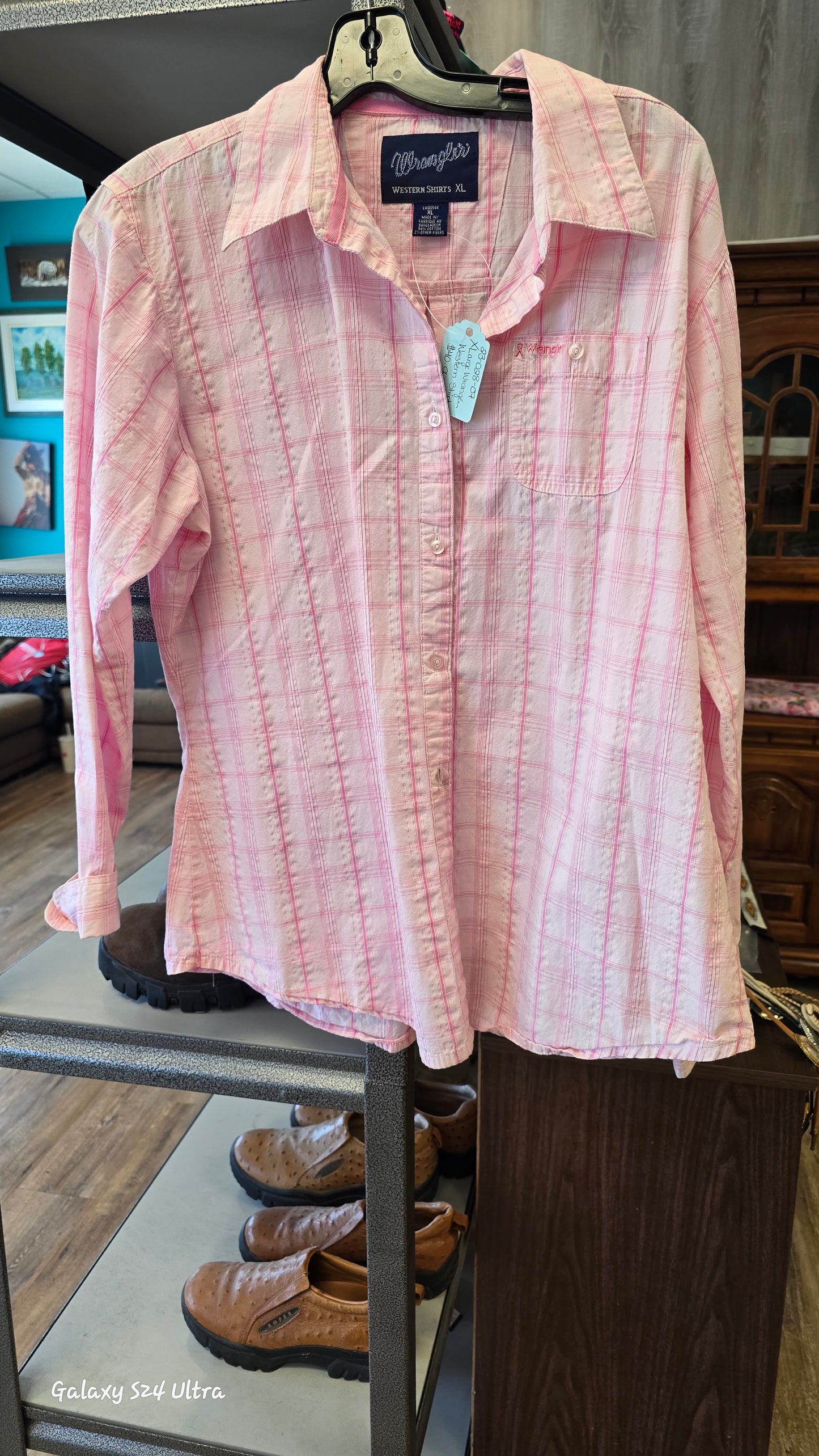 Pink Wrangler Western Shirt, XL