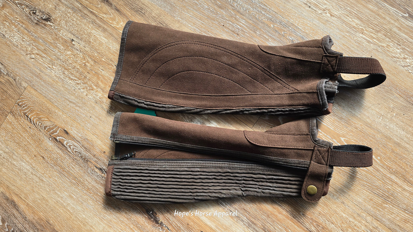 Brown Brand New Half Chaps, Small-Youth