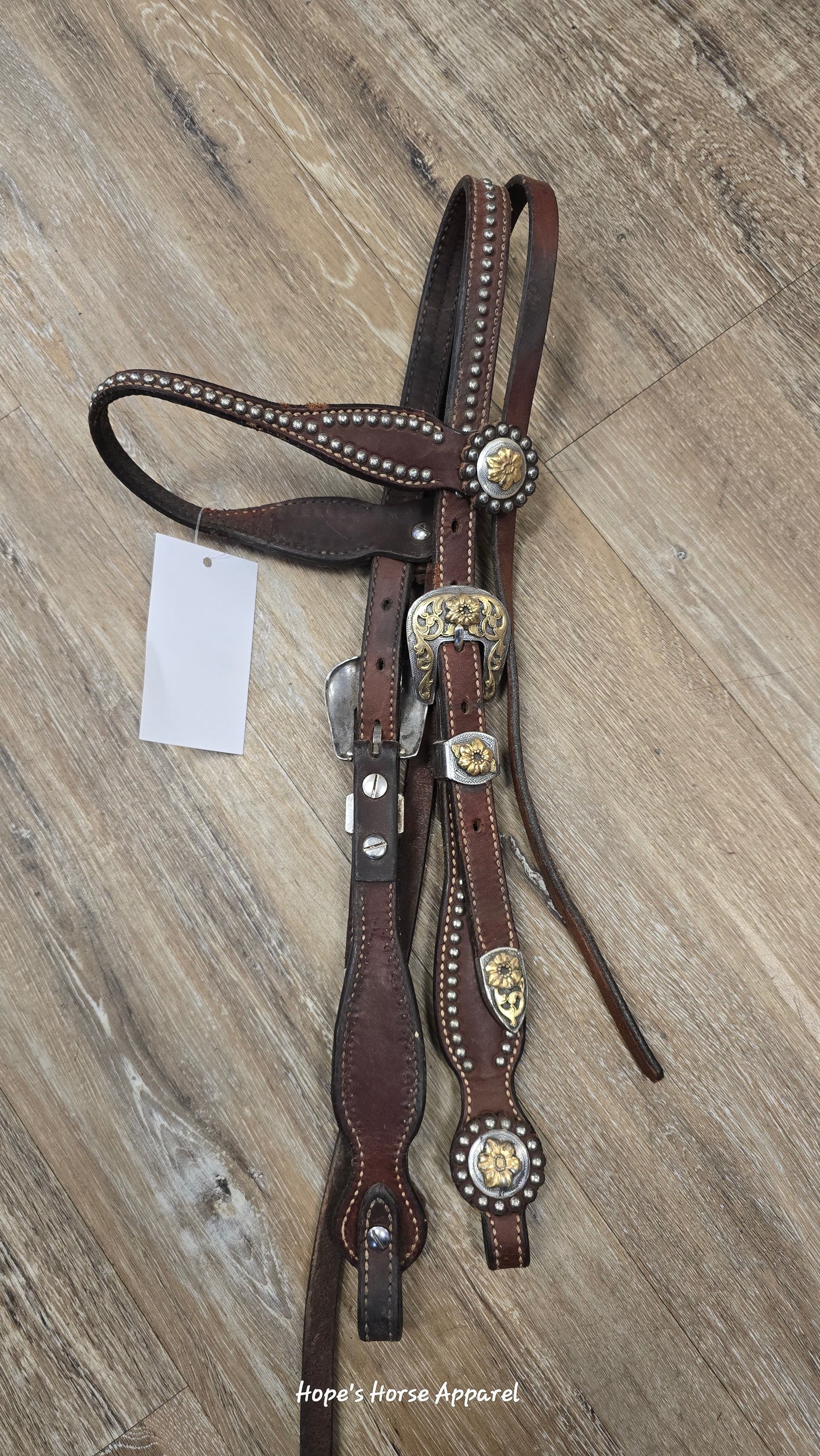 Spotted Headstall with Floral engraved Hardware