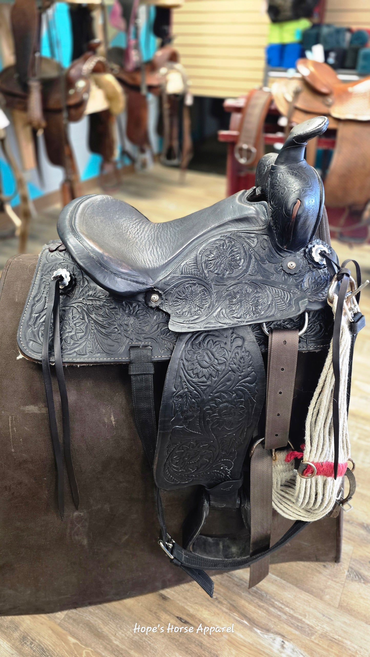 Black Western Rawhide Western Saddle