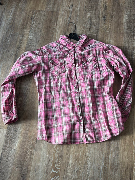 Pink cowgirl up Western Shirt, XL