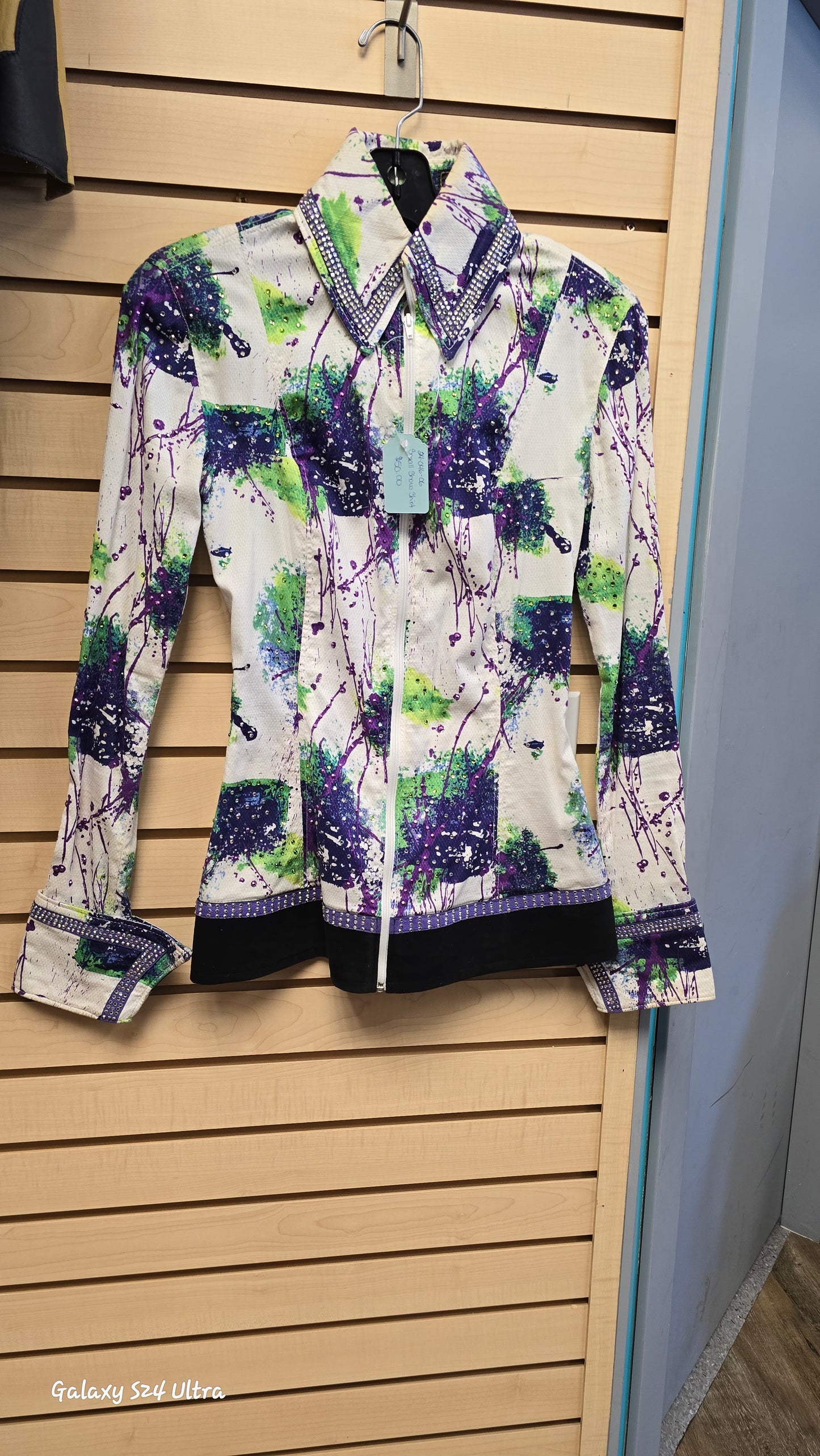 Purple Diane Olson Purple & Green Show Shirt, Small