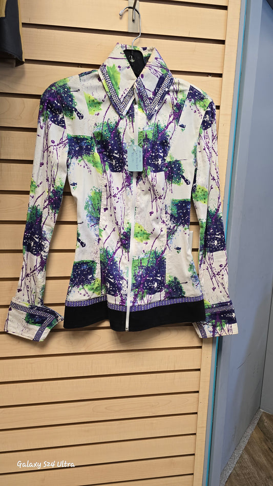 Purple Diane Olson Purple & Green Show Shirt, Small