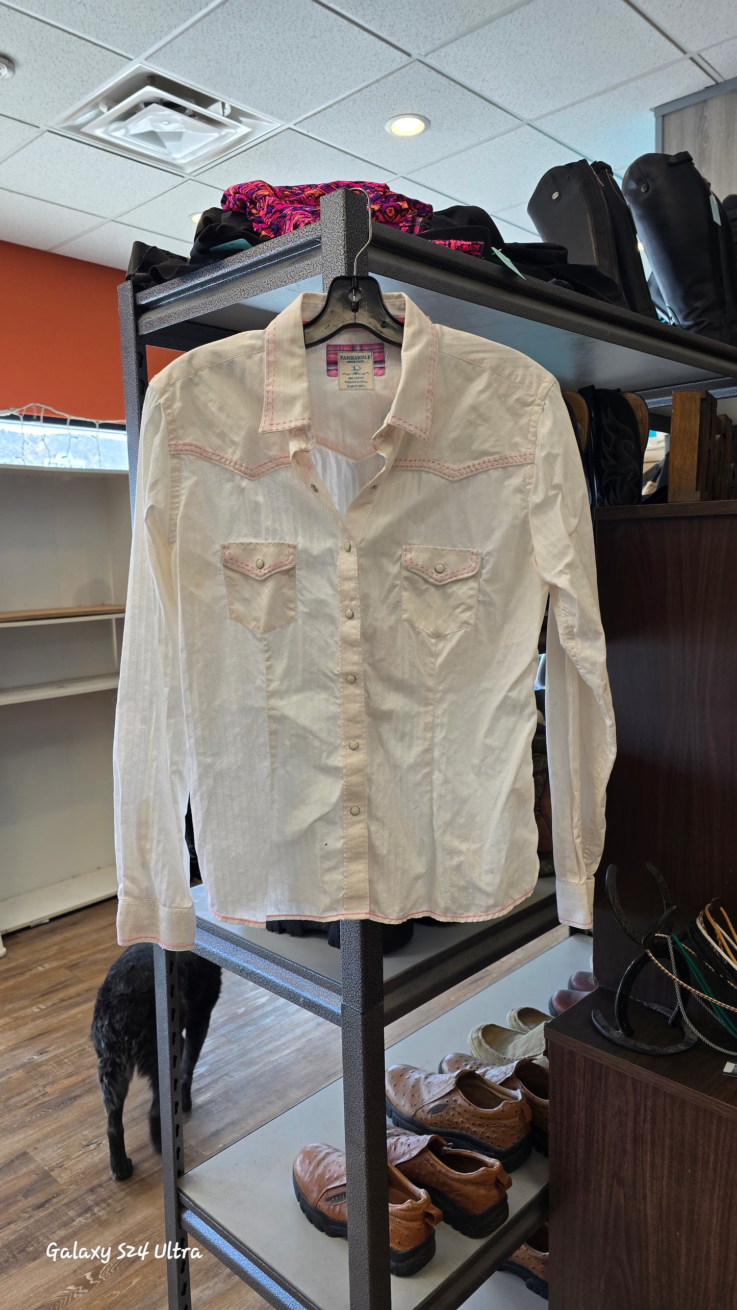 White Panhandle Western Shirt, Large