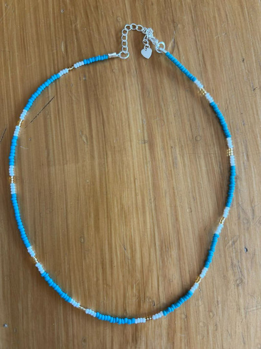 teal, white, gold Hope's Horse Apparel Beaded Necklace