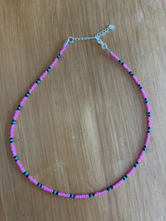 Black, pink, teal Hope's Horse Apparel Beaded Necklace