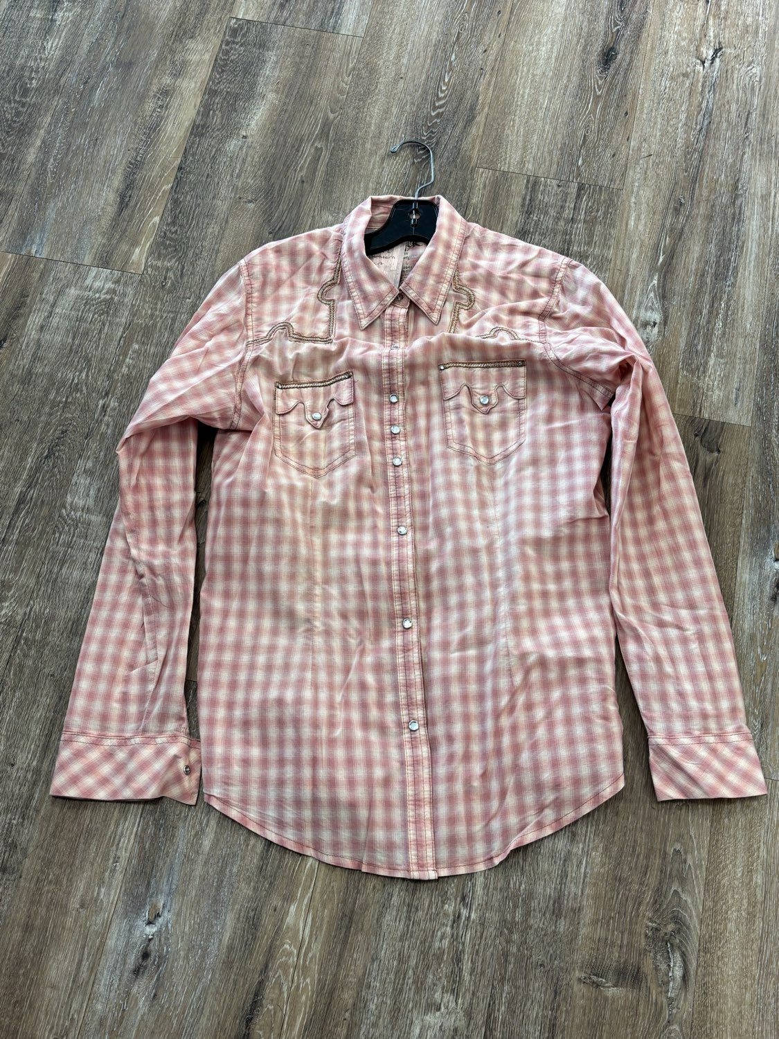 Light Pink Wrangler Western Shirt, Large