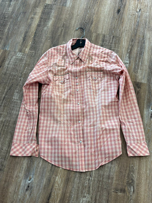 Light Pink Wrangler Western Shirt, Large