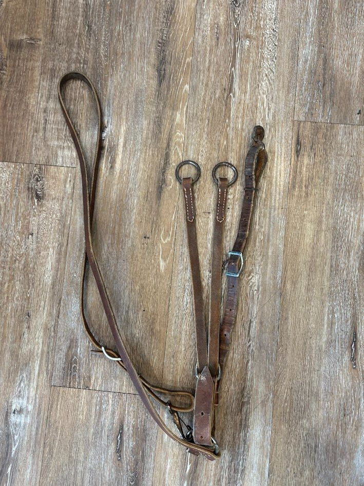 brown  Leather Training fork running martingale