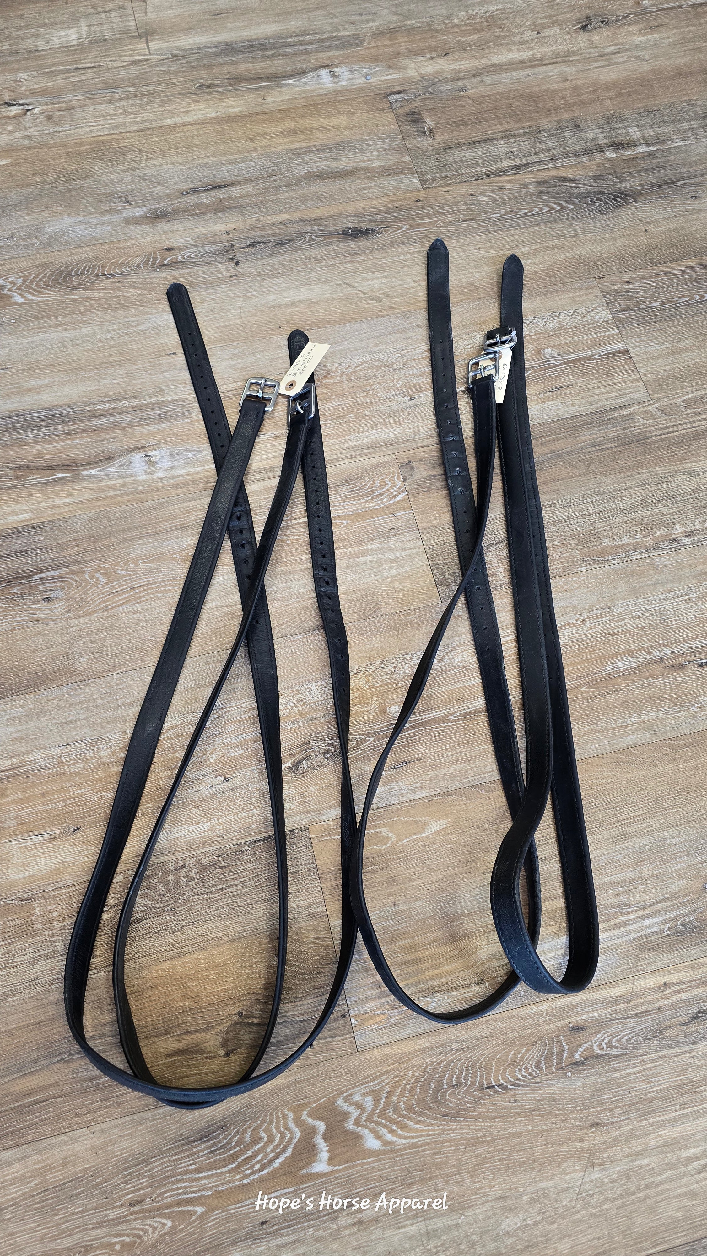 Black  English Stirrup Leathers