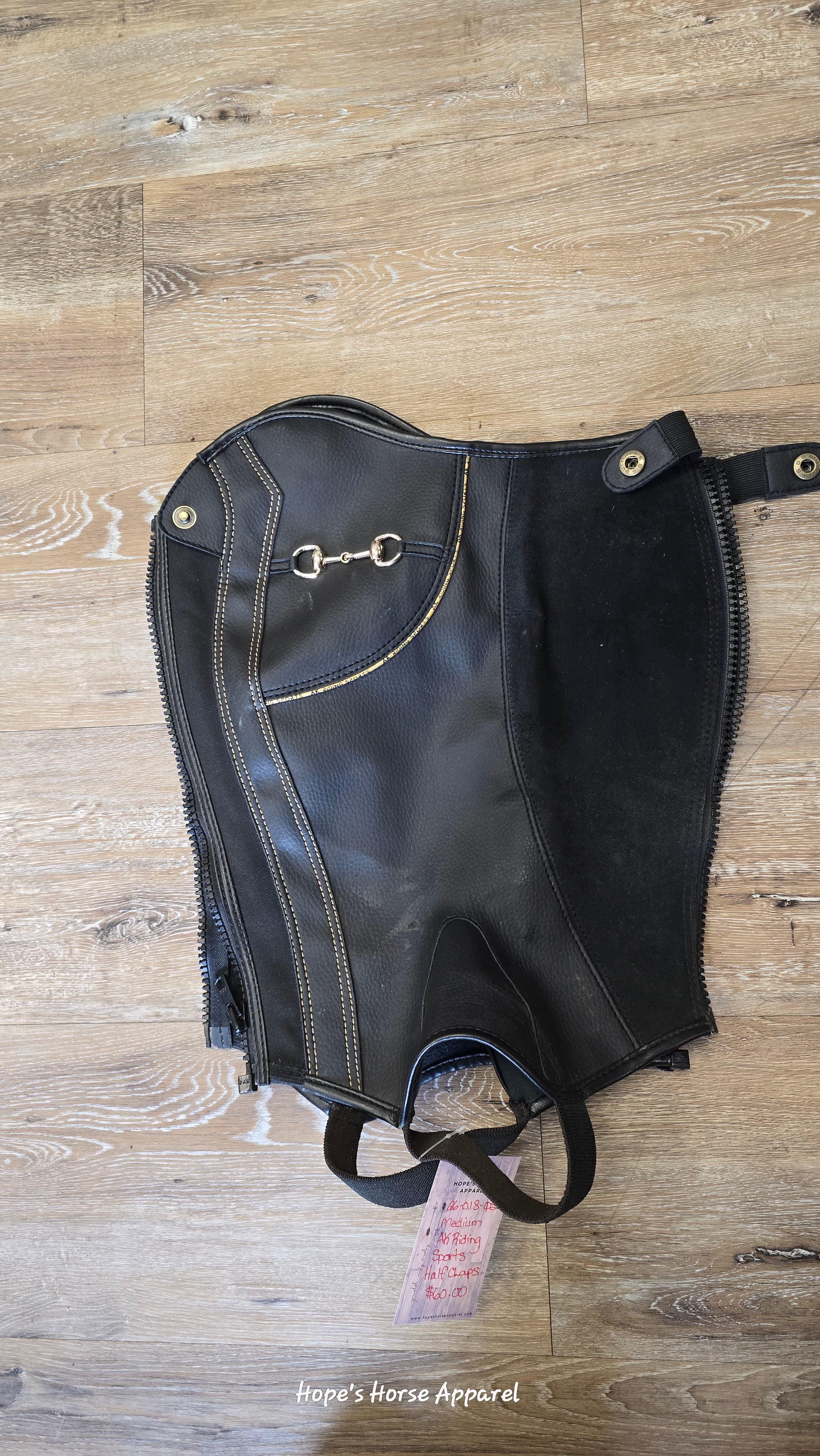 AK Riding Sports Leather Half Chaps, Medium