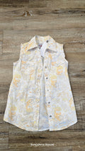 Sleeveless Button Up Top, 7/8