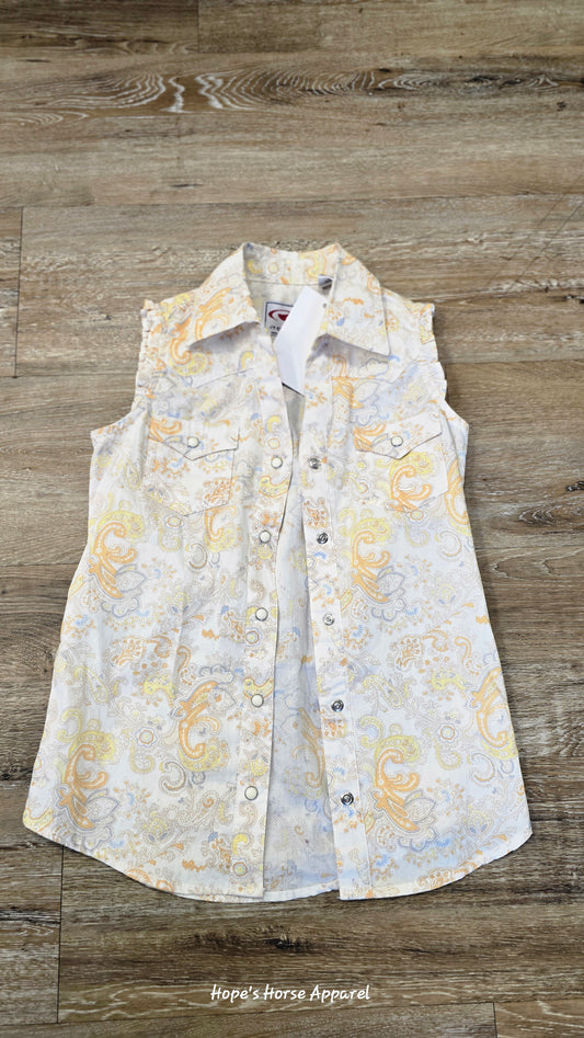 Sleeveless Button Up Top, 7/8