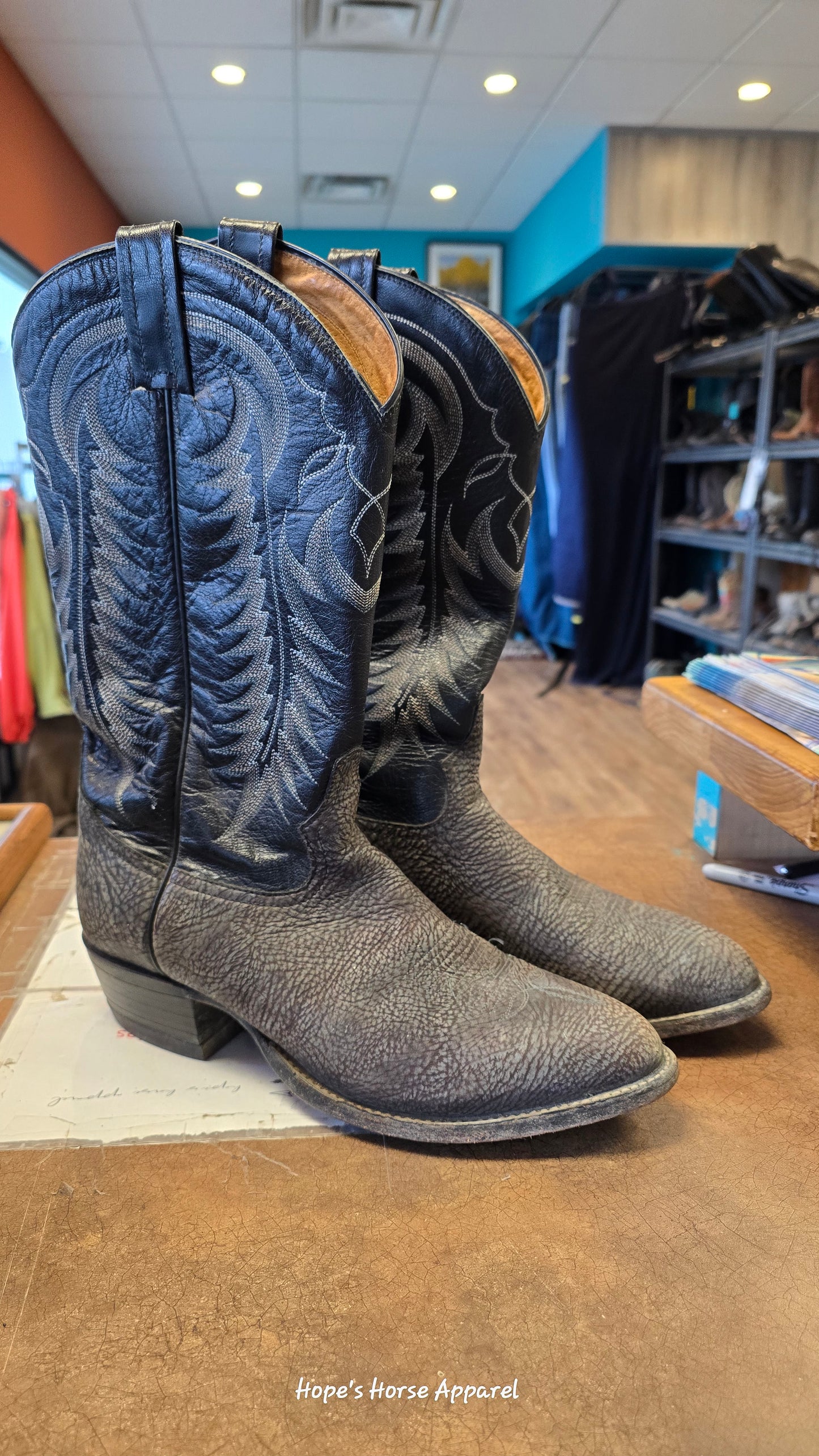Tony Lama Men's Bull Hide Cowboy Boots, 9.5